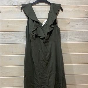 Army Green sleeveless ruffle dress